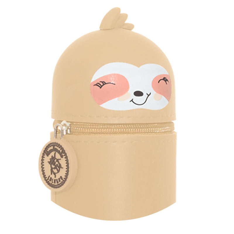 bell-trade-federmaeppchen-2in1-faultier-willy-pastell-gelb-silikon-schule-stiftekoecher-lafueliki