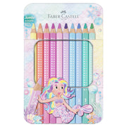 Faber Castell Jumbo Buntstift · Sparkle Pastell · 10er Set · Metalletui