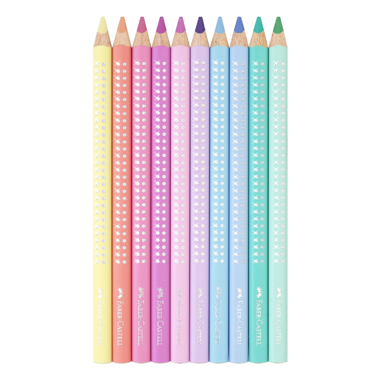 Faber Castell Jumbo Buntstift · Sparkle Pastell · 10er Set · Metalletui