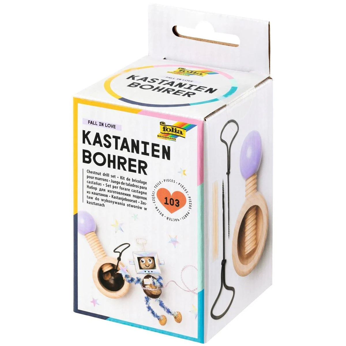 Folia Kastanienbohrer-Set · mit Holzhalterung & 2 Bohrern