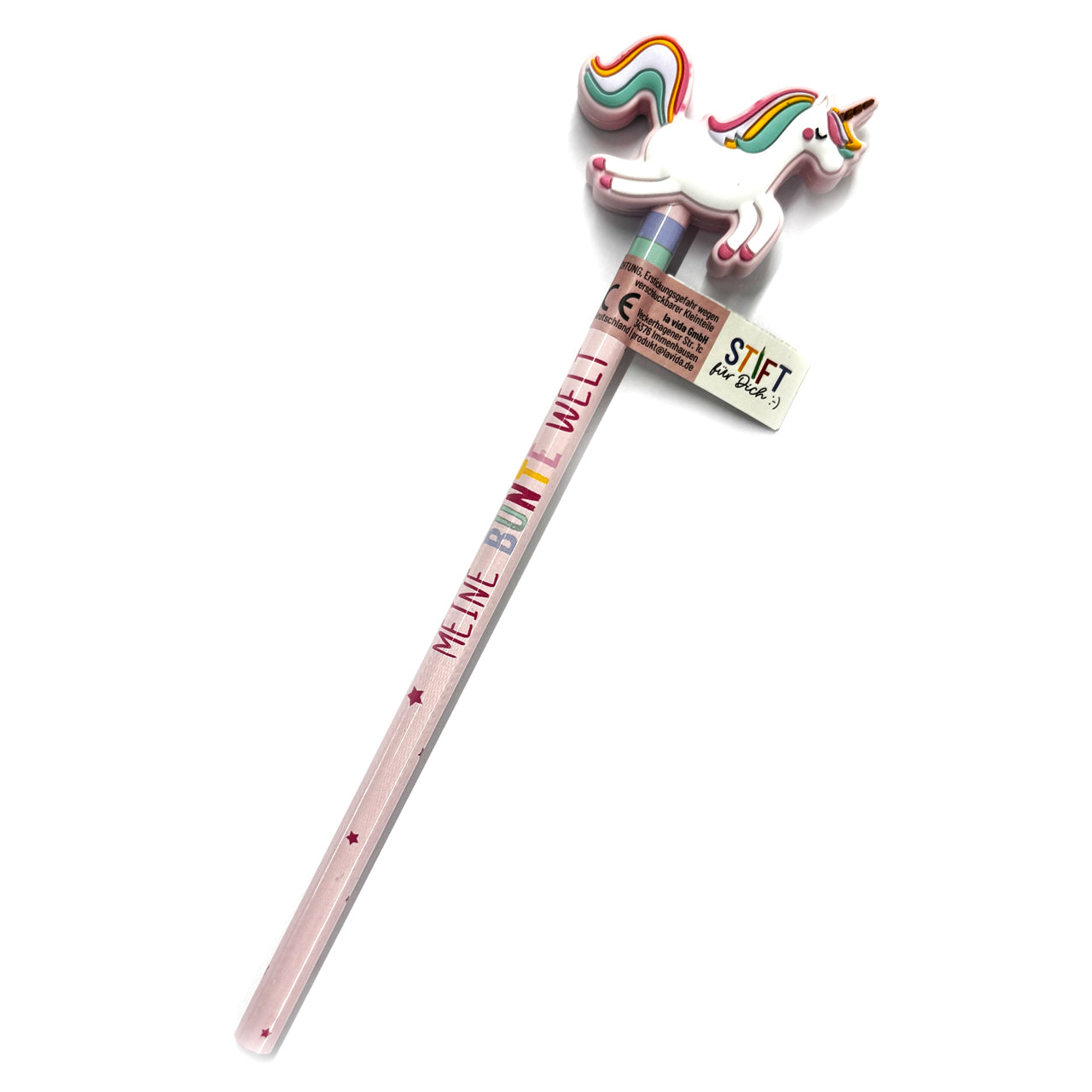 la-vida-stiftbeschwerer-zoofreunde-Einhorn-rosa-Vierfarbstift-mit-spruch-Lafueliki-schreibhilfe