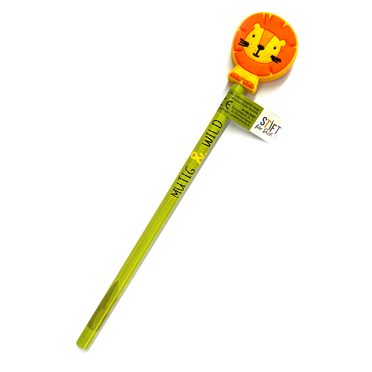 la-vida-stiftbeschwerer-zoofreunde-Loewe-Vierfarbstift-mit-spruch-Lafueliki-schreibhilfe