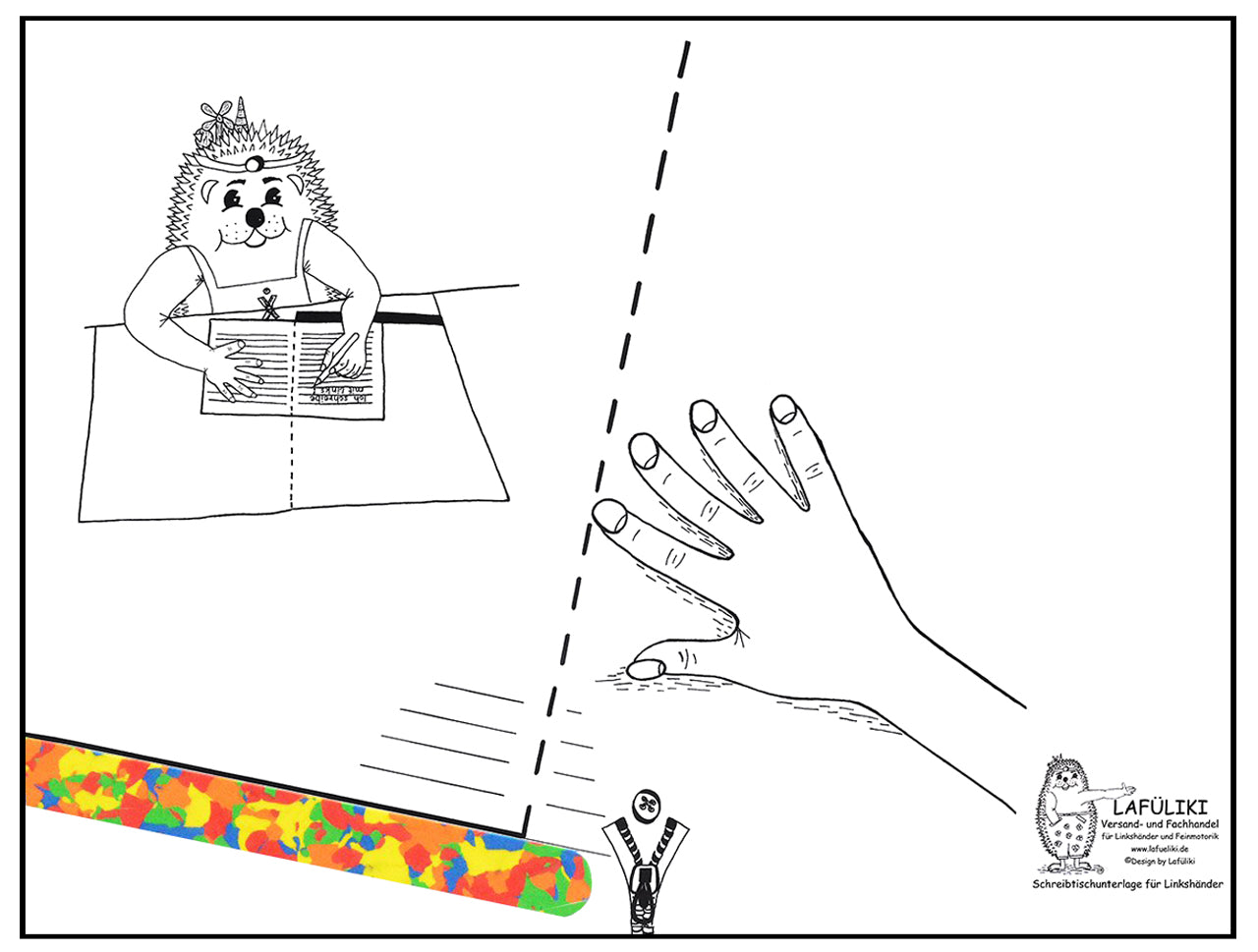 Linkshänder Schreibunterlage für die Schule igel LAFÜLIKI