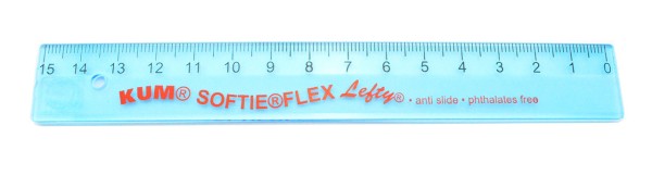 Linkshänder Lineal 15 cm Flex transparent