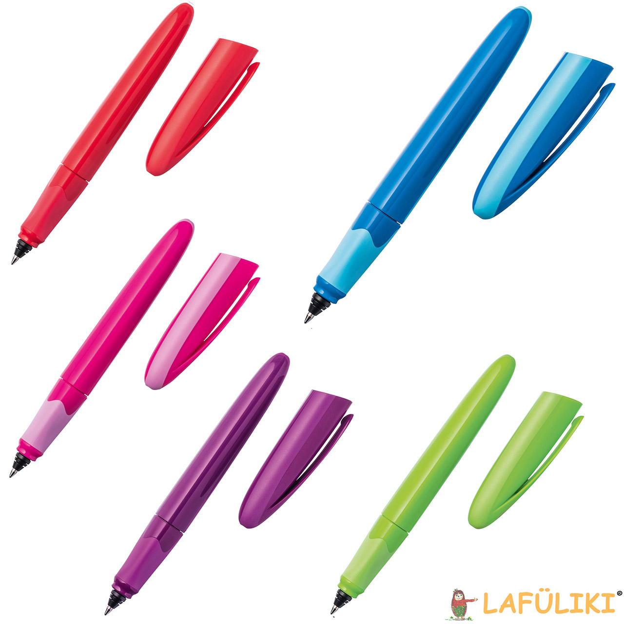 6-Farben Schüler Kugelschreiber  blau,grün,lila，orange+schwarz Mehrfarbig II33 