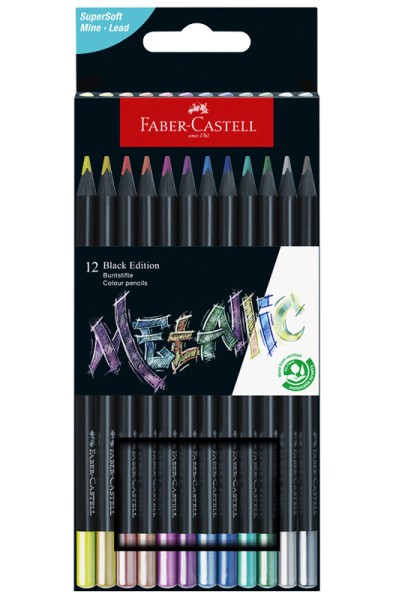 Faber-Castell Black Edition 12er · Metallic · Buntstifte