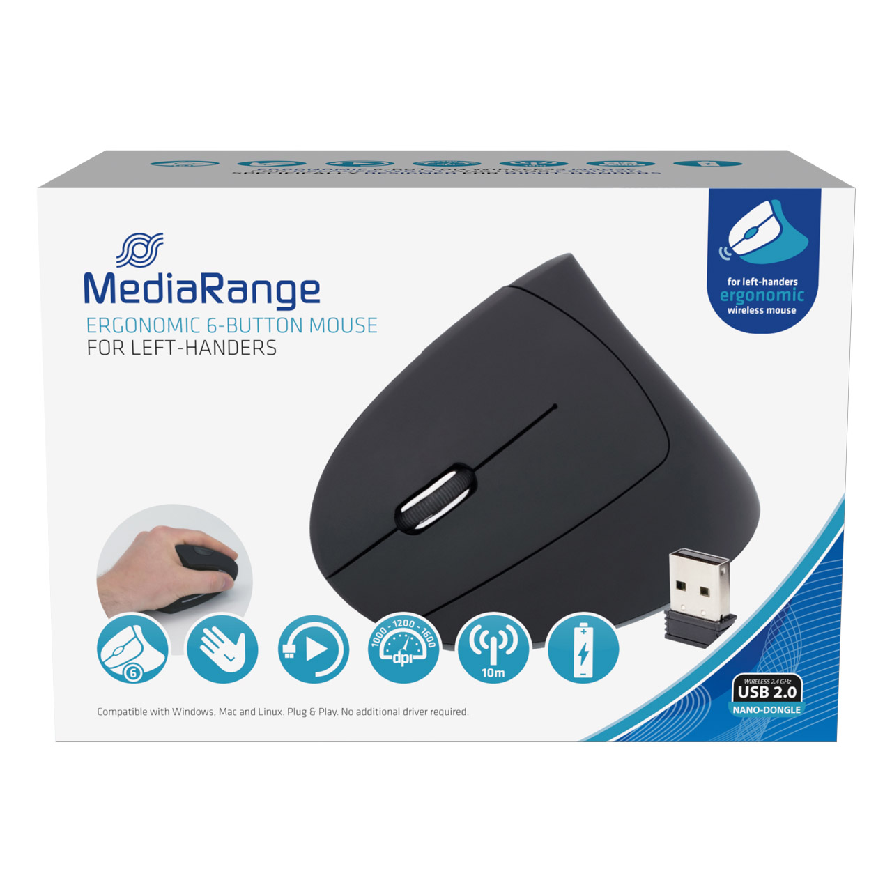 MediaRange-Wireless-Vertikal-Maus-Linkshaender-MROS233-ovp