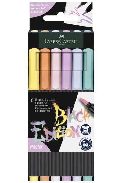 Faber-Castell Black Edition Pastel 6er Set · Filzstifte mit Pinselspitze