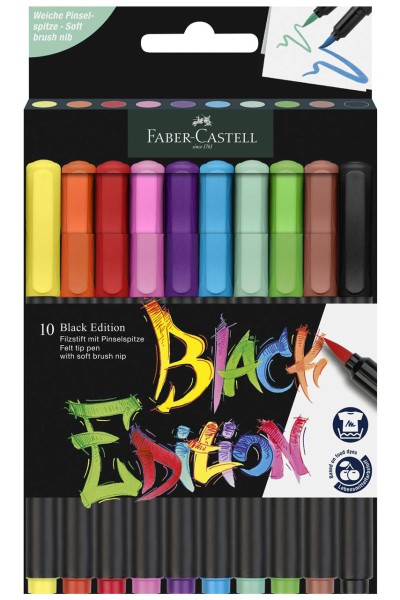 Faber-Castell Black Edition 10er Set · Filzstifte mit Pinselspitze