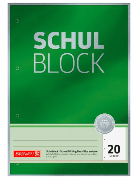 Brunnen Schulblock · A4 · Blanko · gelocht · Premium