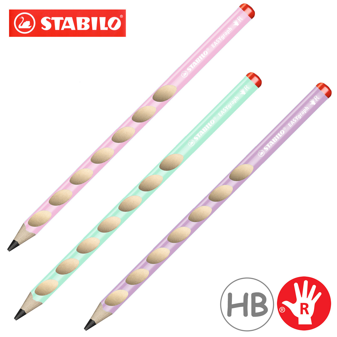 Stabilo-easy-graph-Bleistift-HB-pastell-pink-gruen-lila-Rechtshaender-lafueliki
