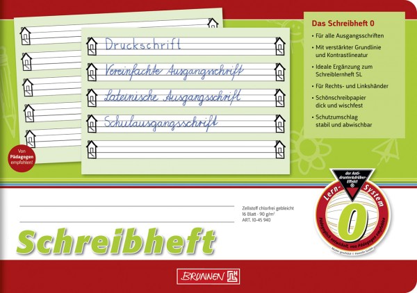 Schreibheft - 0 - A5 - quer Brunnen 1 Klasse
