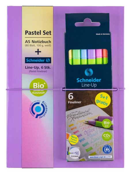 Notizbuch Pastell + Fineliner Line-Up 6er Set · Pastell