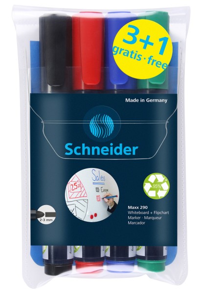 Schneider Maxx 290 im 4er-Etui Marker für Whiteboard / Flipchart