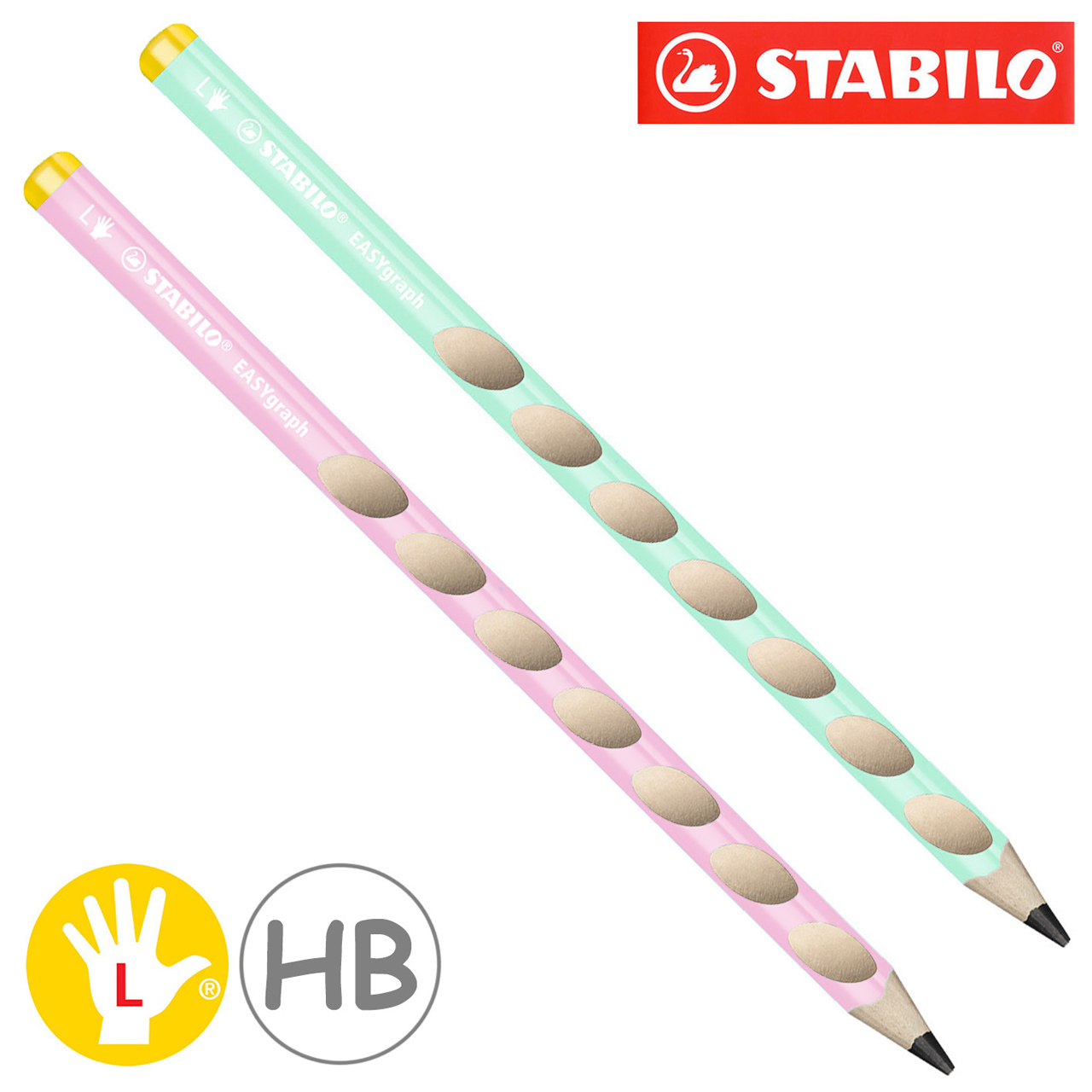 Stabilo-easy-graph-Bleistift-HB-pastell-gruen-pink-Linkshaender-lafueliki