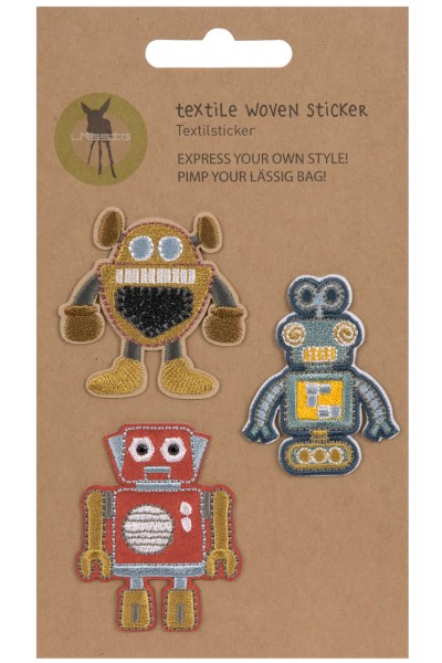 Lässig Textil-Sticker · Roboter · 3er Set